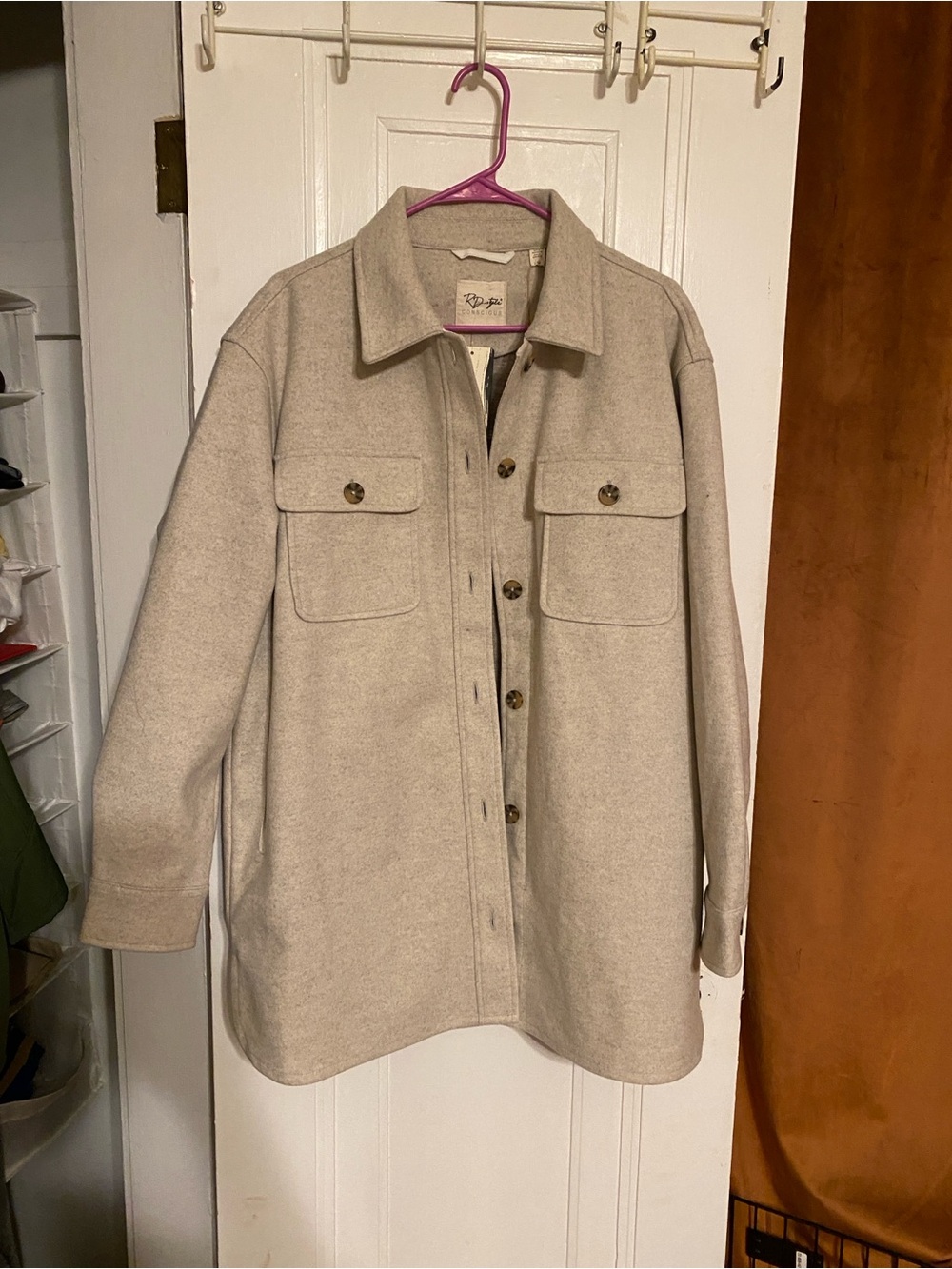 RD Style Light Beige Utility Shacket Jacket - Picture 2 of 5